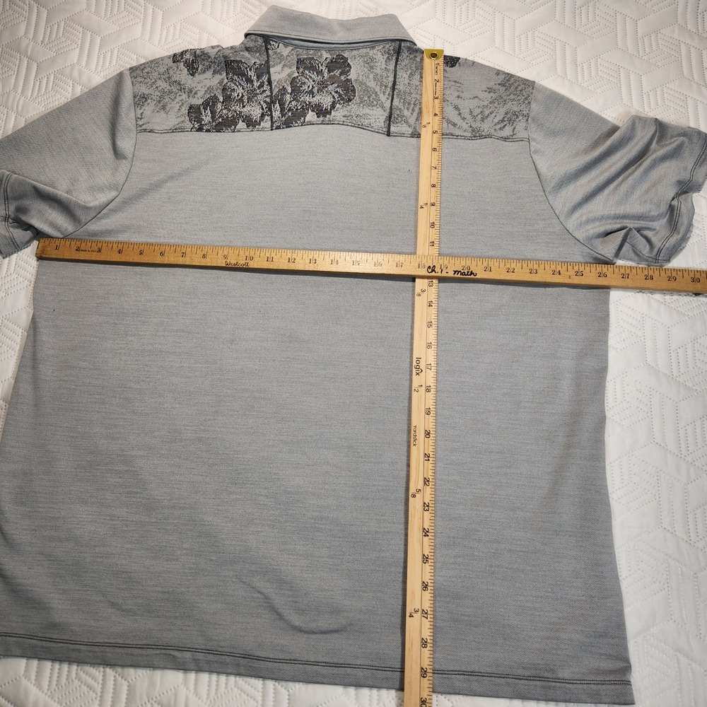 Tommy Bahama Island Zone Polo Shirt Gray Hibiscus Floral Mens XXL-T Golf Casual - Picture 8 of 8